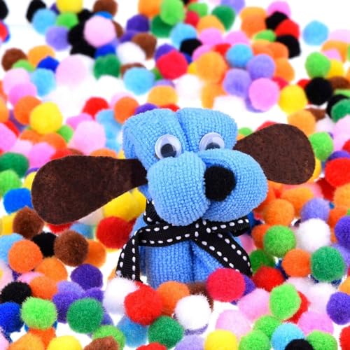 Image of KRYTONE�1CM Assorted Pom Poms, Craft Pom Pom Balls, Colorful Pompoms for DIY Creative Crafts Decorations, Kids Craft Project (300PCS)