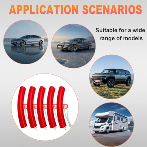 Image of KVAEY 5 PCS Car Tire Changing Rim Protector, Flexible Anti-Scratch Fixing Tyre Rim Protective Cover, Perfect Arc Fit Wheel Changing Rim Edge Savers for Cars SUVs Motorcycle (Red)