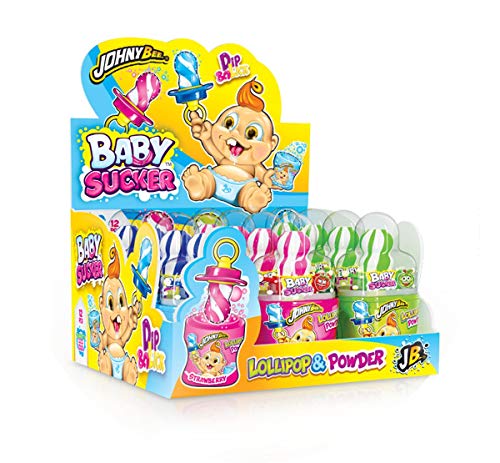 Baby Sucker - Lolli als Schnuller, Nuckel mit Fruchtgeschmack und Brausepulver (Display 12 x 32 g)