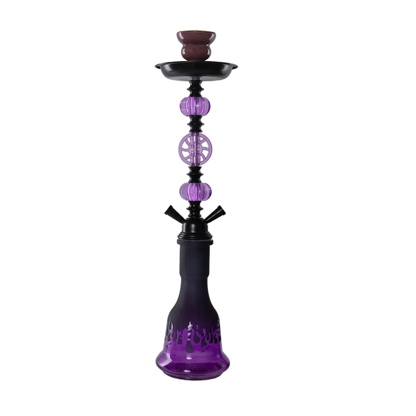 Chicha Narguilé Arabe 21,6 Pouces Ensemble De Pipes en Verre À Double Et Quadruple Tuyau pour Usage Domestique/Festif, Violet(Four-barreled)