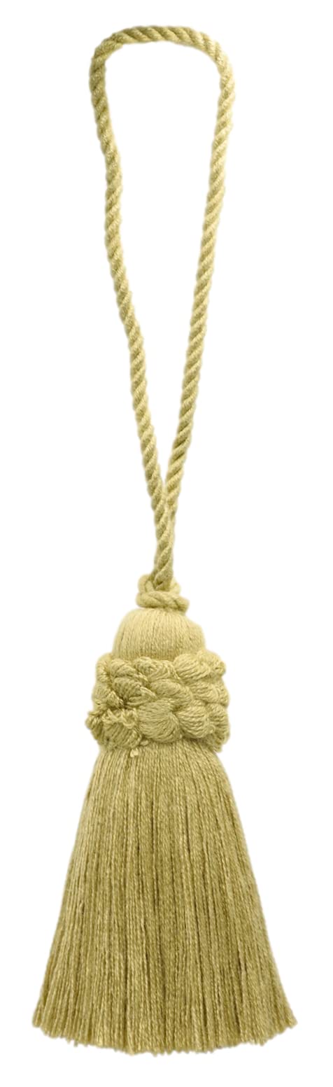 DÉCOPRO 3" (7.5cm) Elegant Crown Tassel with 4 1/2" (11cm) Loop | Decorative Craft Tassel (CT03EMP-RN) Golden Beige Solid #E16C (Dark Gold Beige) Sold