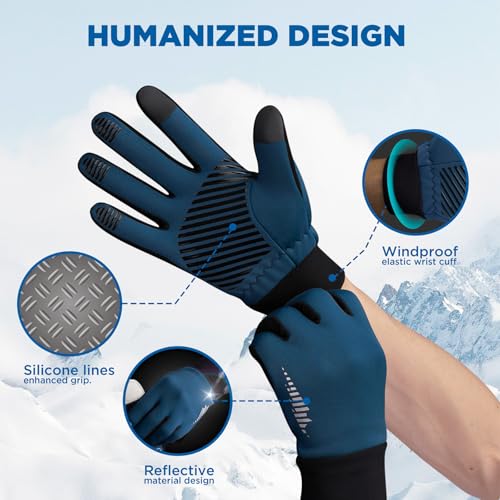 Image of SIMARI Winter Gloves for Women Men - Cold Weather Thermal Touch Screen Ski Snow Glove Liners, Non-Slip Palm & Warm Fleece Lined, for Running Cycling Driving Hiking Walking Sports Outdoor Texting Work