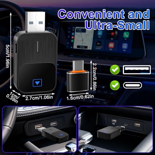 Adaptateur sans fil CarPlay et Android Auto, boîtier compact haute performance - 2