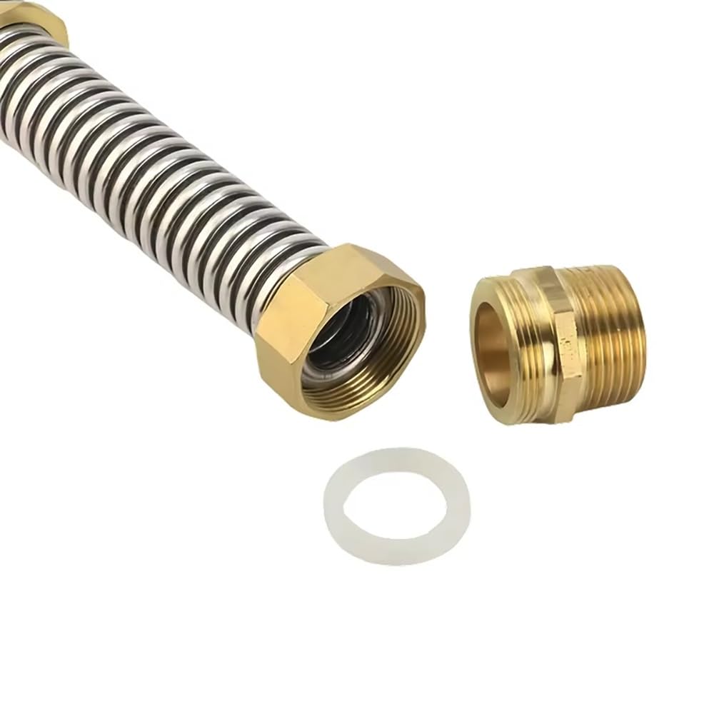 Soffietto Flessibile In Acciaio Inossidabile 304 Con Testa In Rame, Connettore Di Ingresso Acqua Con Filettatura BSP for Ventilconvettore HVAC E Sistema AC Centrale, 1 Pezzo(2‑1/2" (DN65),50cm)