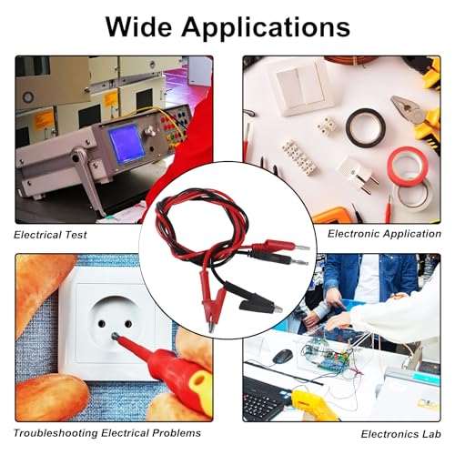 Image of 2pcs Banana Plug to Alligator Clip Test Leads 1000V 15A Multimeter 4mm Banana Plug Test Probe Lead Wire Cable for Multi-Meter Electrical Test Jumper Wire