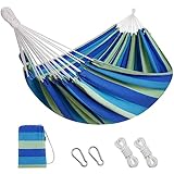 2 Persons Hammock - Portable Camping Bed for Patio, Backyard, Porch, Outdoor and Indoor Use - Soft Cotton Hammock with Carrying Bag