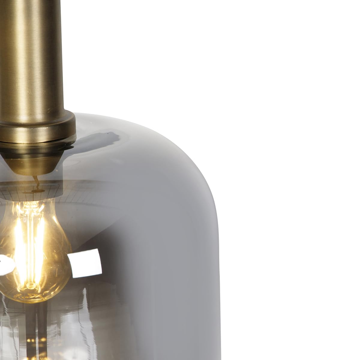 Qazqa Diseño Lámpara colgante inteligente negra con cristal dorado y ahumado con WiFi G95 - Zuzanna/Acero Redonda Adecuado para LED Max. 1 x 4.9 Watt