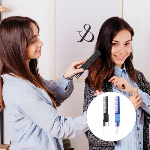 Peines metálicos para cabello rizado 2 piezas negro y azul miniatura 4