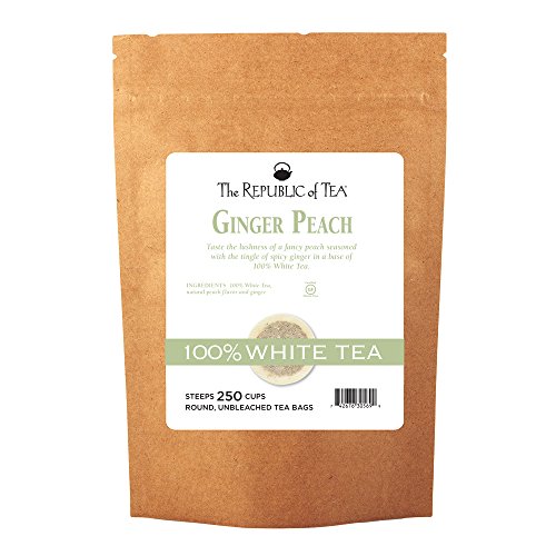 The Republic of Tea – Ginger Peach 100% White Tea Bags, Steeps 250 Low-Caffeinated Cups