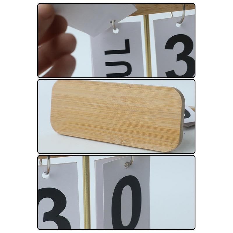 DIYFIXLCD Ewiger Holz-Kalender Im Vintage-Design - Flip-Desktop-Kalender Für Büro & Zuhause