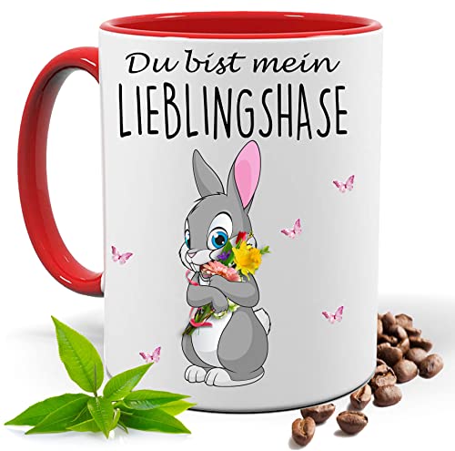 Ostern Geschenke, Ostergeschenk, Ostertasse du bist mein Lieblingshase |Geschenk Idee| Kaffee Tee Tasse | Fototasse, Motivtasse | Kaffeetasse, Teetasse |Keramik (Rot) Cover
