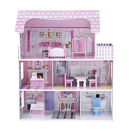 Puppenhaus Modell Prinzessin Haus DIY Puppenhaus Modell Große Holzpuppenhaus Mit Möbeln 3D Puzzle Für Kinder (Farbe…