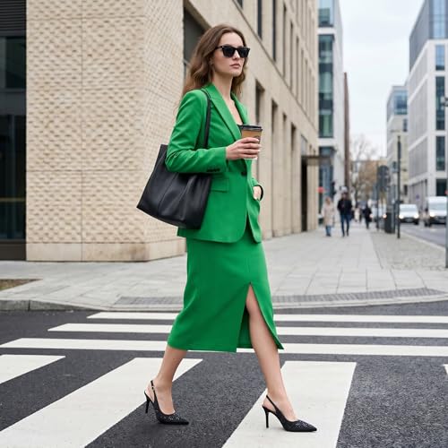 Image of AUMOTED Women's Clear Mule Sandals Pointed Toe Slingback Heels Rhinestone Heels Pumps Wedding Shoes