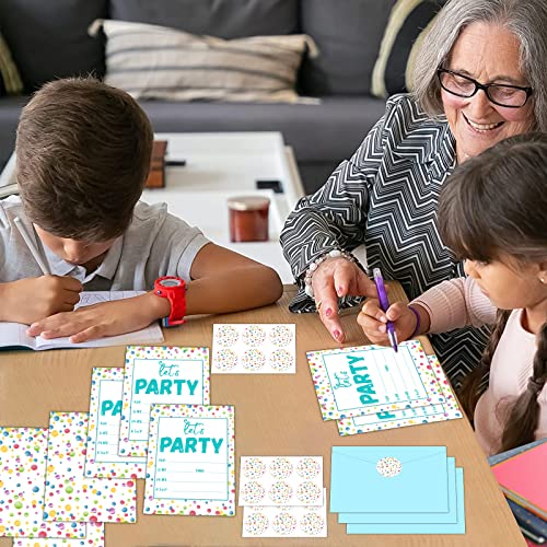 image for chiazllta 30 Pieces Confetti Birthday Invitations LET'S PARTY Watercol
