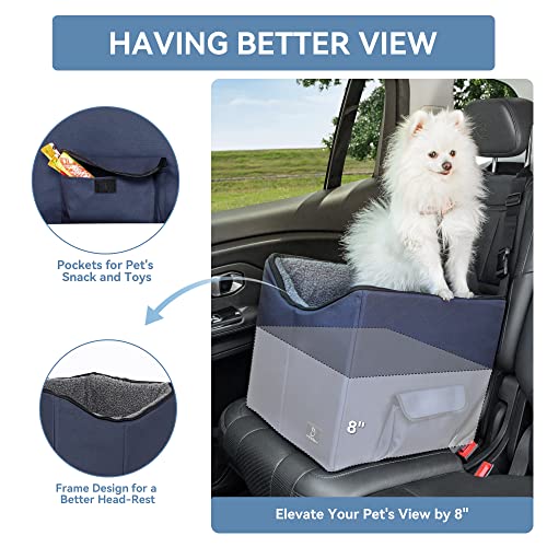 Image of A 4 Pet Dog Car Seat for Small Dog, Booster Travel Pet Seat with Safety Seat Belts & Storage Bags, Portable Comfortable Pet Seat for Dogs Under 25 lbs