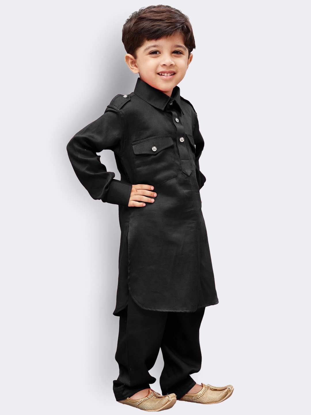 Vastramay Boys' Pathani Khan Suit Set  Soft Cotton Fabric With Patiala Pyjama  Perfect For Holi & Eid