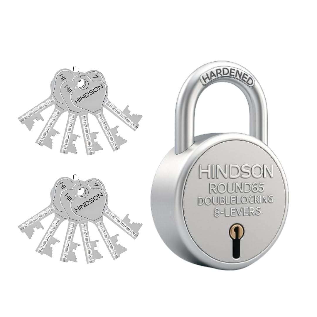 Hindson Round 65 Heavy Duty Padlock with 12 Keys for Home, Office & Gate – Pack of 1-image-33