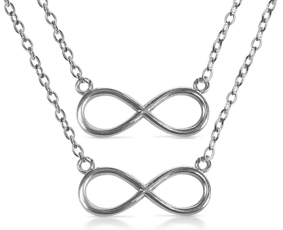 Adhvik (Pack Of 2 Pcs Silver Plated Valentines Day Special Stainless Steel Romantic Infinite/Infinity Charm Locket Pendant Necklace With Clavicle Chain For Girls And Womens (B0D45N347J) Amazon Price History, Amazon Price Tracker