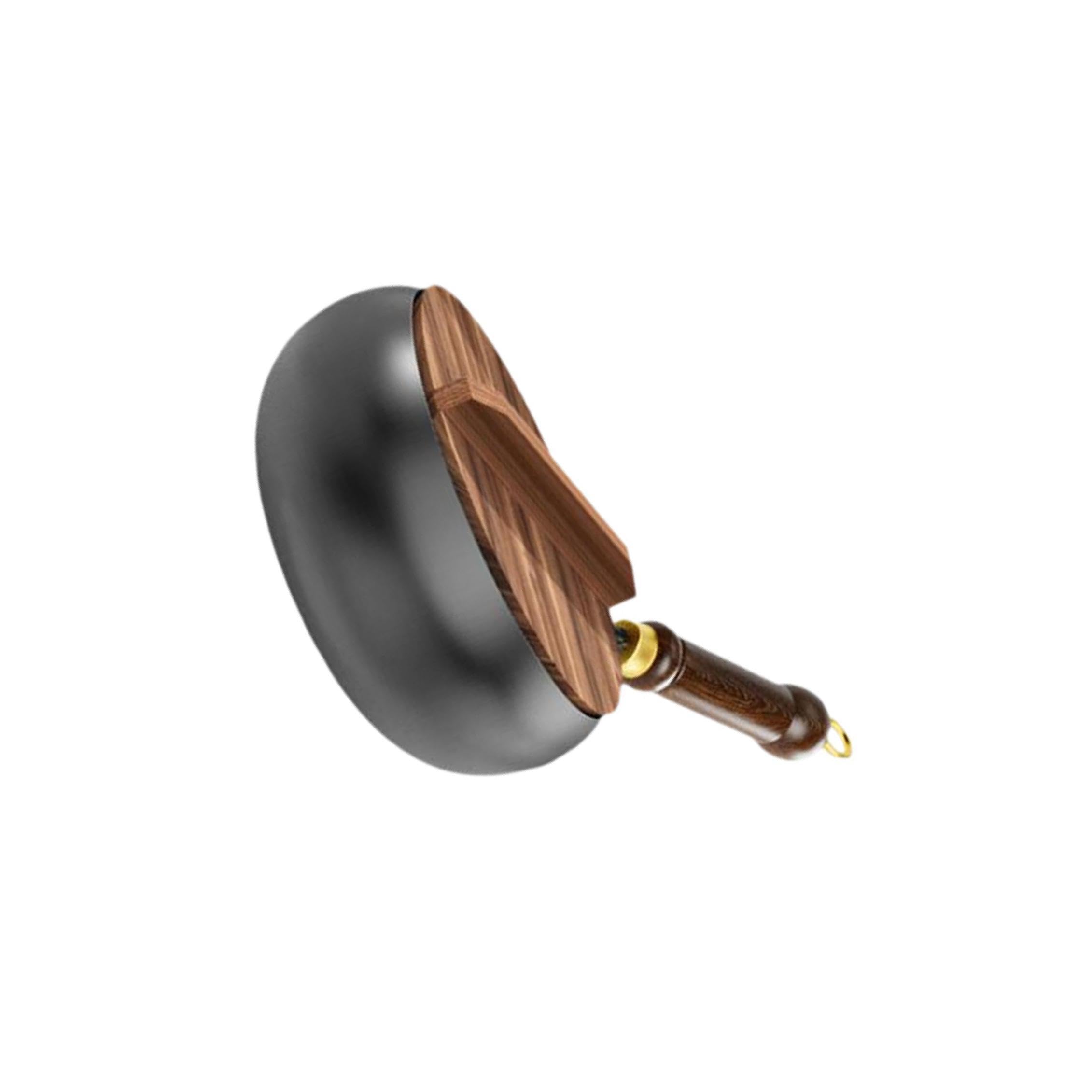 Padella antiaderente wok cinese da 45 pollici, pentola profonda con manico ergonomico in legno, cottura in padella, wok antiaderente realizzato, coperchio legno, 24 cm
