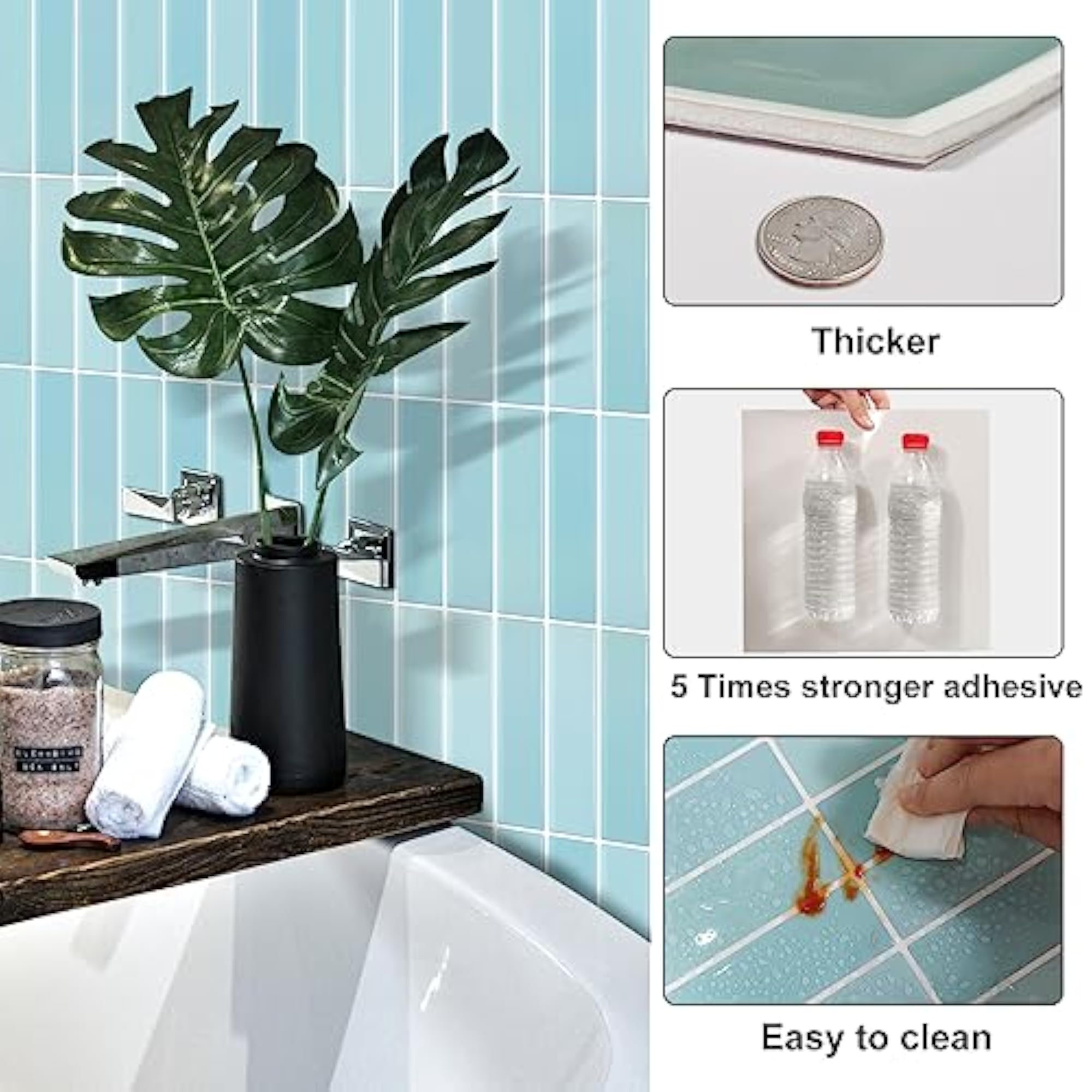 Self-Adhesive 12x12 Inch Tile Stickers for Kitchen & Bathroom