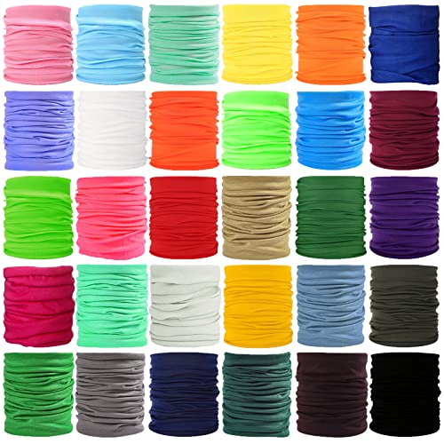 30Pcs Neck Gaiters Scarf Head Wrap Headwear Balaclava Face Mask Sun Bandanas For Women Men Running,Cycling,Fishing (Solid Style) #TOP15