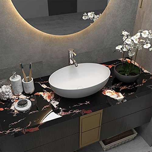 15.74"×118.11" Black Marble Contact Paper Vinyl Faux Granite Wallpaper Peel And Stick Waterproof Glossy Self Adhesive Paper Removable Wall Sticker Film For Kitchen Island Countertops Bathroom Bedroom #TOP6