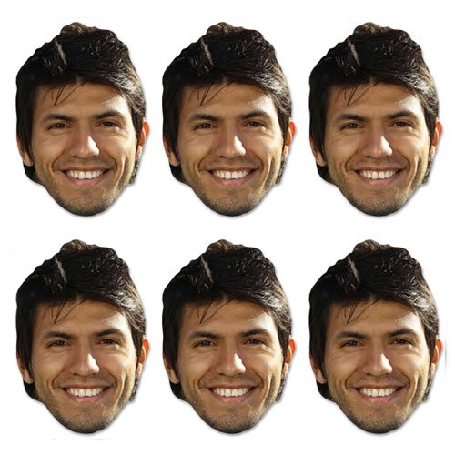 Star Cutouts SMP364 6 PACK Sergio Aguero Mask, One Size, Transparent