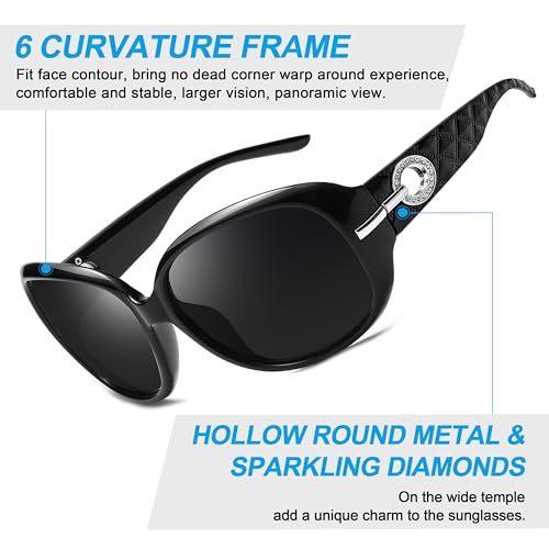 Image of Joopin Oversized Sunglasses for Women Stylish Big Rectangle Polarized UV Protection Ladies Goggles