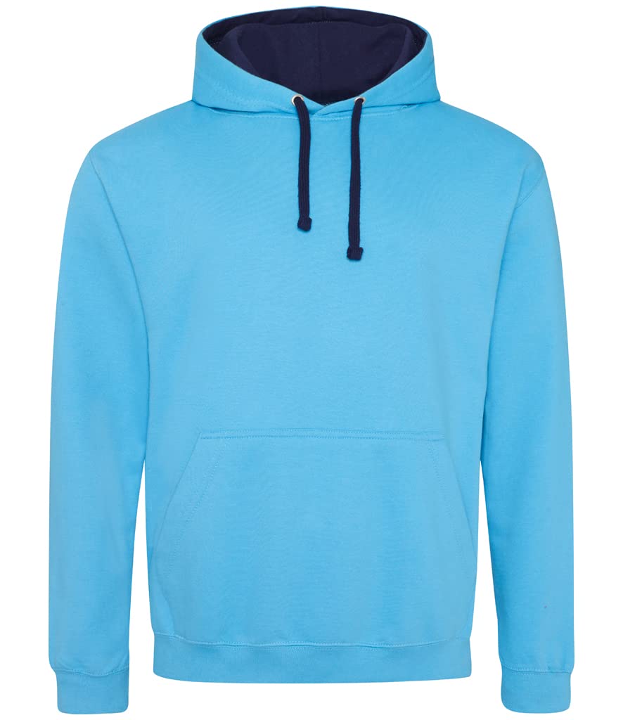 Just Hoods Unisex Bleu Hooded Sweatshirt Varsity