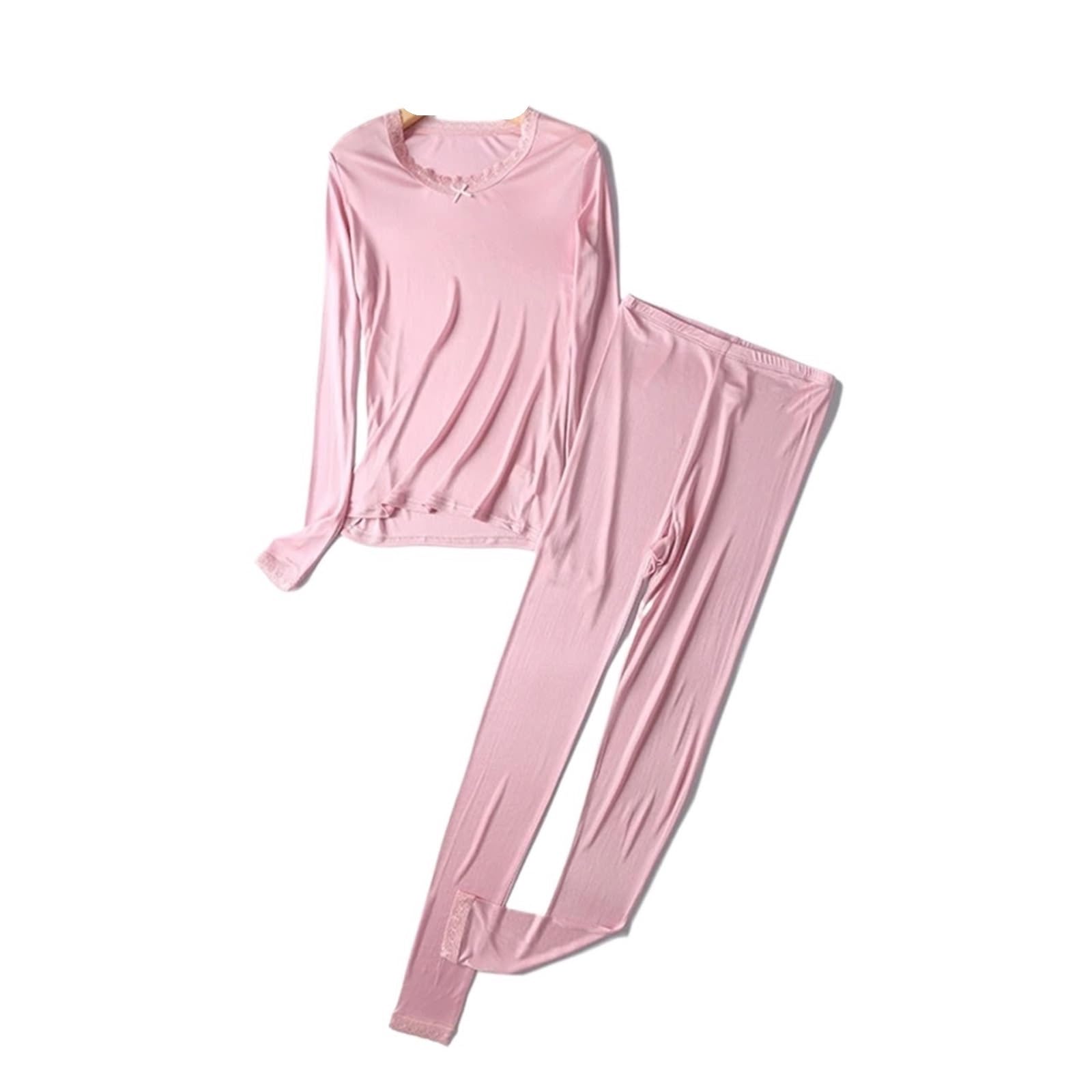 Conjuntos de Ropa Interior térmica Seda con Cordones for Mujer, Conjunto lencería, Invierno for, Traje Largo Johns para Esquí,Moto