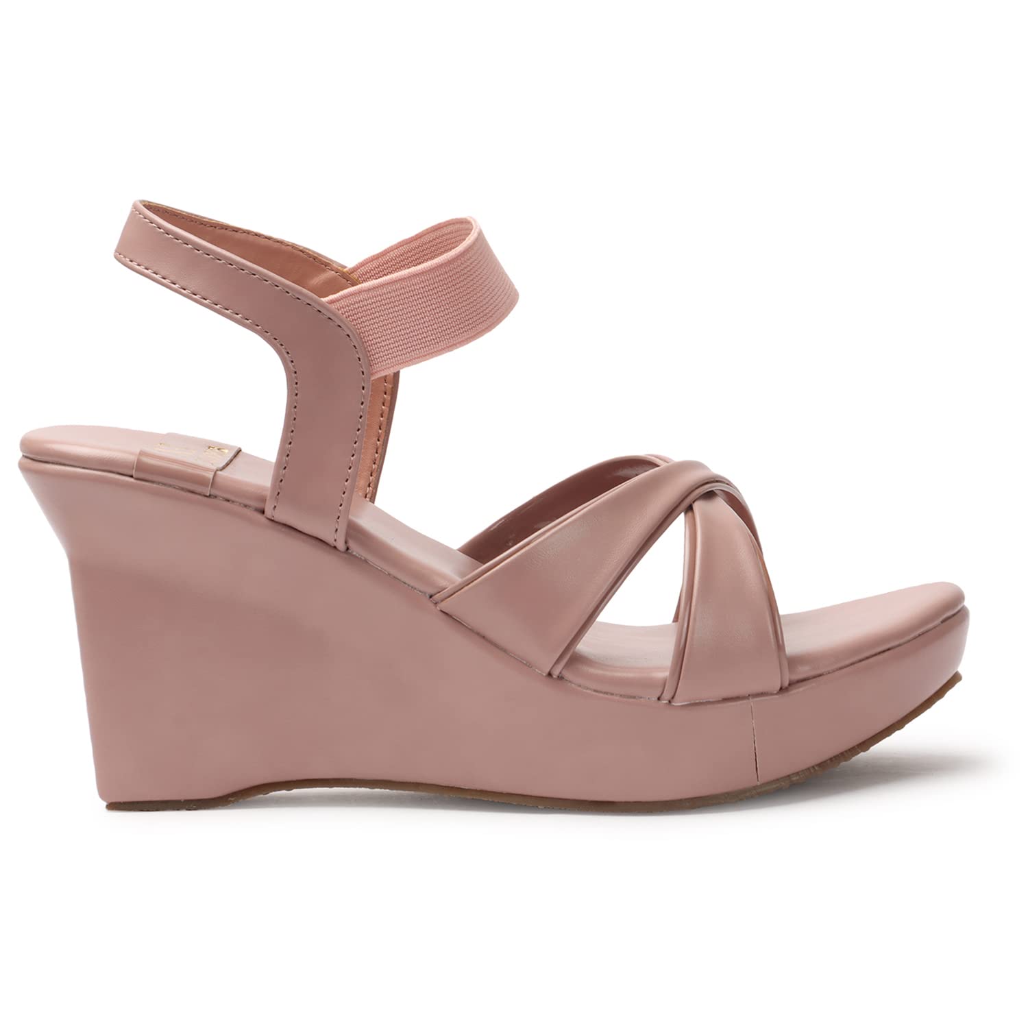 XE Looks Sandali da donna con zeppa, eleganti cinturini incrociati, sandali slip-on per ragazze, comoda suola imbottita, design a punta aperta, ideali per casual, feste, ufficio e abbigliamento