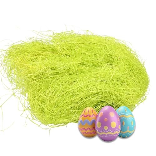 Czdtq Easter Green Grass,Artificial Grass for Art and Craft, Easter Bunny Egg Hunt Bonnet Hat Craft Decoration Accessories for Party Decorations, Basket Fillers, Reusable Shredded (30g)