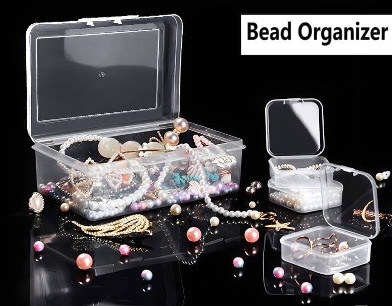 Image of DUOFIRE Bead Organizer 18 Clear Plastic Bead Storage Containers Hinged Lids | Portable Storage with Individual Boxes, Compact Design for Jewelry Making, Nail Art, Crafts, Small Parts, Home & Travel