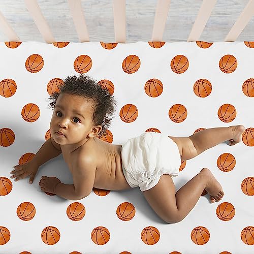 Image of Sweet Jojo Designs 3-Piece Baby Crib Sheets Set (Vintage Sports Theme) for Boys, Infant Nursery, Toddler Room - Standard Size (Classic, Football, Basketball, Soccer, Watercolor, Sport Themed, Balls)