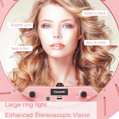 Image of Ring Light 18 inch with Stand, 55w 6700K LED Light,63 inch Tripod,Multi-Angle Adjustable Phone Stand, for iPhone and Android Phones, CRI95, Suitable for YouTube, TikTok, Selfies (Pink, 18 inch)