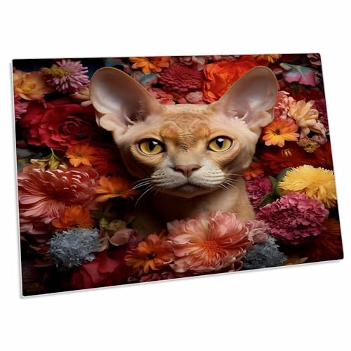 3dRose Devon Rex cat with Floral Background - Desk Pad miniatura 1