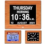 CAZOKASI 3 display 8 pollici extra large visione alterata orologio calendario digitale con non abbreviato giorno e mese sveglia giorno orologio cornice foto auto dimmerabile