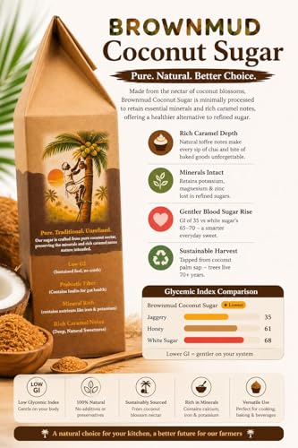 Image of Brownmud Coconut Sugar 250g | Natural Sweetener from Coconut Blossom Sap |Low GI-35 | Rich in Minerals & Inulin Fiber | Rich Caramel Flavor | Healthy Sugar Alternative | Unrefined Sugar
