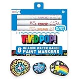 Ooly Vivid Pop Set of 8 Super Bright Water Based Paint Markers - Erases off Whiteboards, Windows, Mirrors- For Kids, School Supplies, Art Projects, Paint Pen Marker for Kids