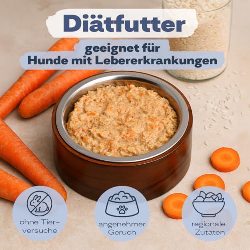 BIOPUR Bio Leberdiät Hundefutter – Premium Nassfutter für Hunde in 100% Lebensmittelqualität – Getreidefreies Diätfutter für Hunde – Hochwertiges Bio Nassfutter bei Leberinsuffizienz – 6 x 400g Dose