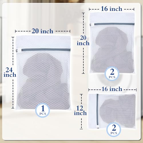 Heavy-Duty-Honeycomb-Mesh-Laundry-Bags-5-Pack-2x-1216-2x-1620-1x-2024-Delicates-Wash-Bags-for-Lingerie-Baby-Clothes