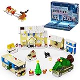 Advent Calendar 2025 Christmas Holiday Xmas Countdown Calendar Gifts for Kids Ages 6+, 24 Surprises Festive Decor with Houses, RV, Car, Sledge... Compatible with Lego Gifts for Fans, Adult, Boys and Girls
