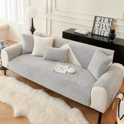 Housse de canapé d'angle grise lavable pour protéger des animaux SHANNA