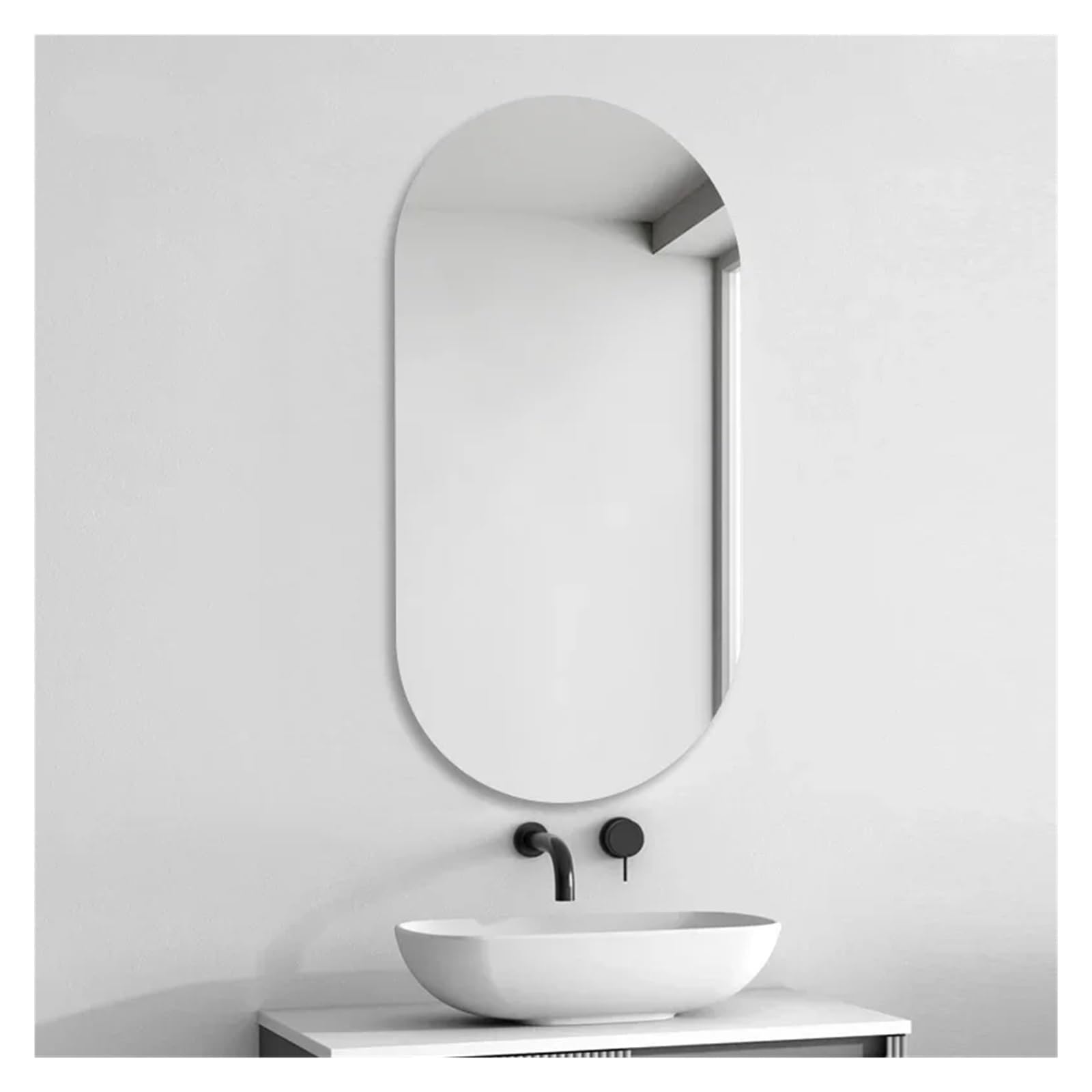 FRALHQFL Espejo de baño, gabinete de Espejo de baño de Ducha Ovalado de 20 x 40 Pulgadas, Espejo de baño de Afeitado con Corte de Pelo automático y Aumento montado en la Pared