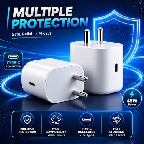 Image of Kratos 45W USB C Fast Charger Adapter for Google Pixel 9 /8 /7 /6 Series & Other Type C Devices | PD Super Fast Charging | BIS Certified | 1 Year Warranty