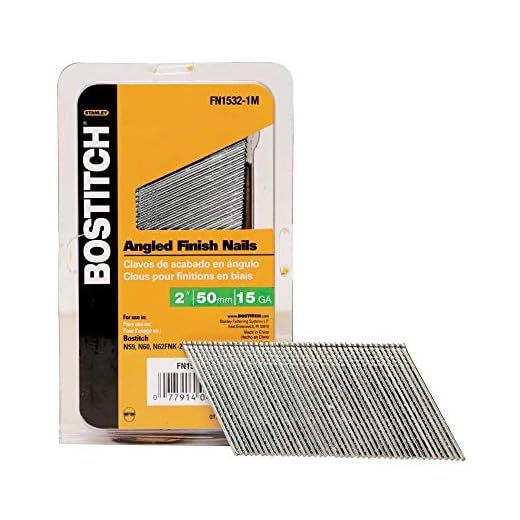 BOSTITCH Finish Nails, FN Style, Angled, 15GA, 2-Inch, Indoor use, 1000-Pack (FN1532-1M) (Package May Vary)