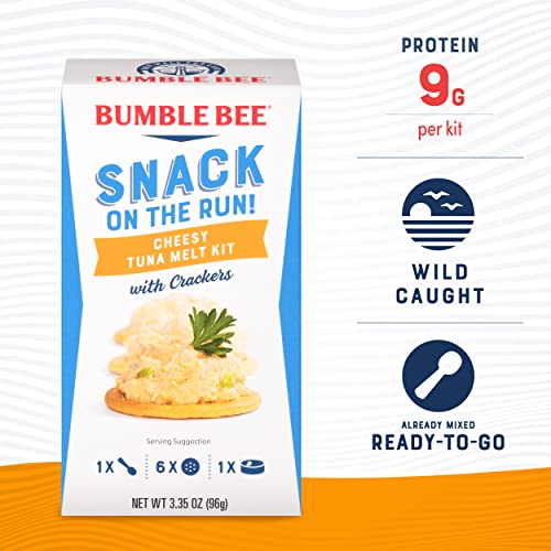 Bumble Bee Snack On The Run Cheesy Tuna Melt With Crackers Kit, 3.35 Oz (Pack Of 12) - Ready To Eat, Spoon Included - Wild Caught Tuna - Shelf Stable & Convenient Protein Snack #TOP1