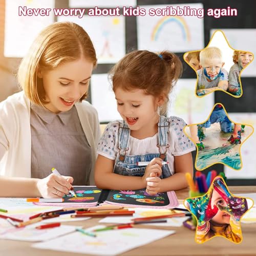 Image of Erasable Doodle Book Set for Kids, Reusable Magic Drawing Book with Watercolor Pens, Road Trip Car Game Writing and Painting Set for Boys and Girls (Pink)