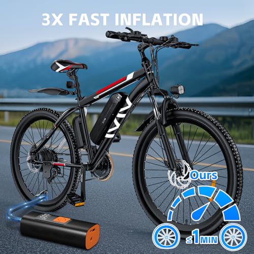 Image of Coquimbo Bike Pump Tire Inflator Portable Air Compressor 150PSI Electric Air Pump for Car Tires Cordless Car Accessories Bike Motorcycle Pump Birthday Dad Gifts for Men Him (Orange)