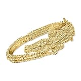 ITALIAN 18KT YELLOW GOLD — Italian 18kt yellow gold alligator bangle bracelet. Textured finish. 8 in. long. 1/4-1 in. wide. 14.2 grams. Electroformed for a bold look with a comfortable feel. Hinged. RED CARPET-READY — This fierce alligator bracelet i...